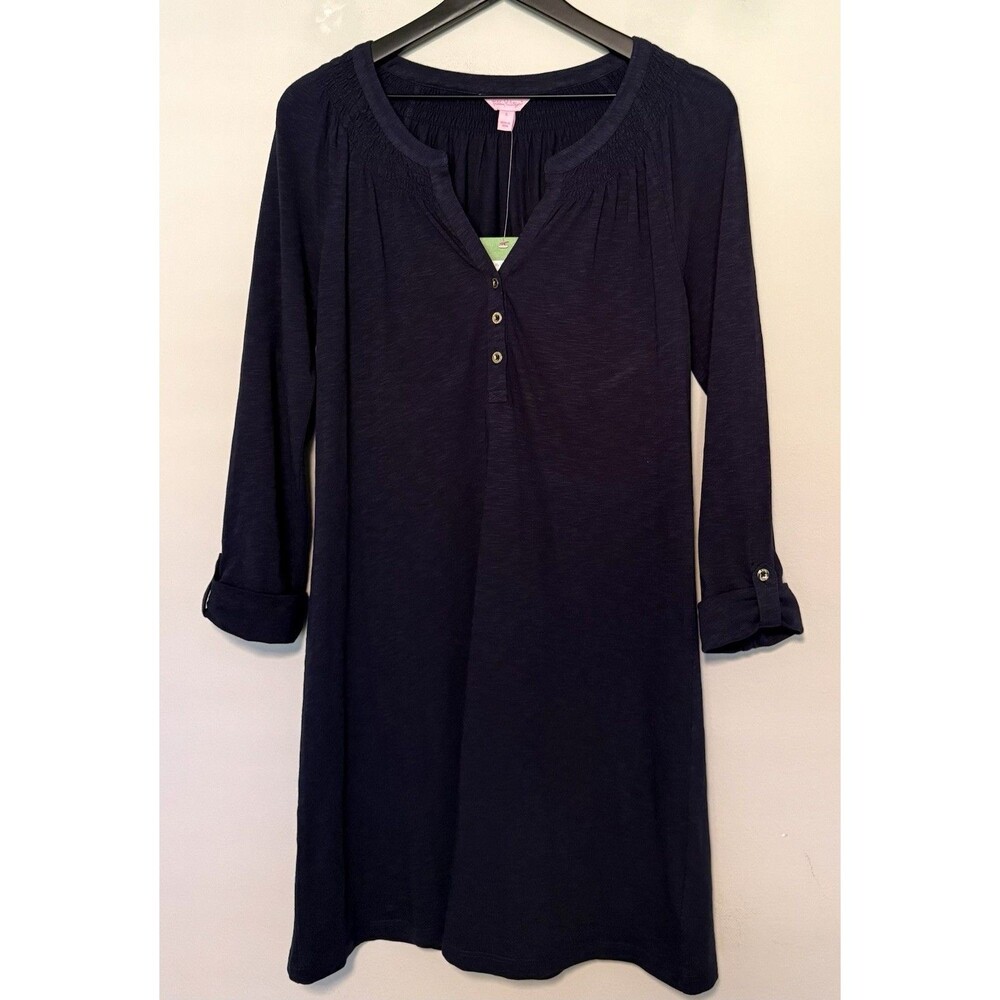 NWT Lilly Pulitzer Essie Tunic Mini Dress Sz Small True Navy Long Sleeve